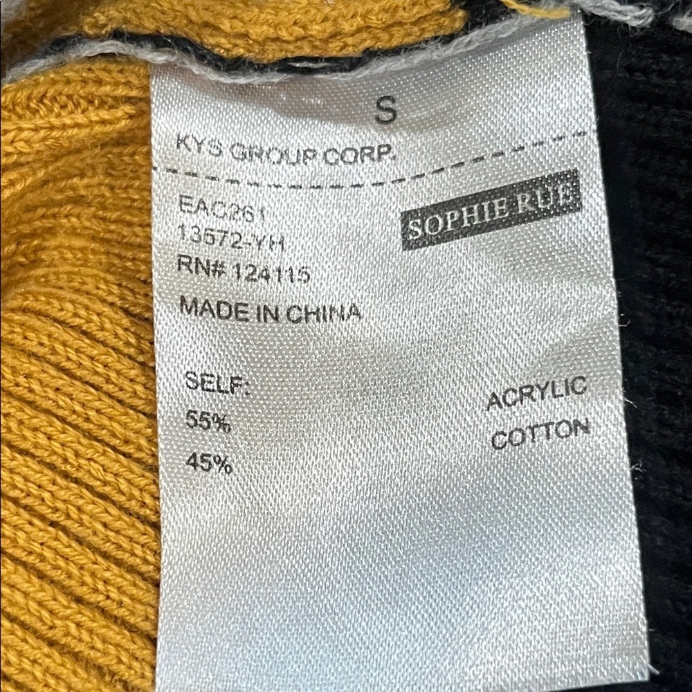 Sophie Rue PATCH POCKET STRIPE Ribbed Colorblock Sweater - Gray & Rust SIZE S - Picture 11 of 12